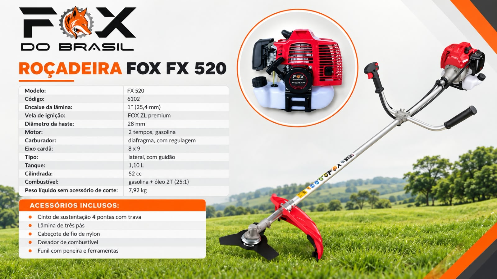 ROÇADEIRA BIPARTIDA FOX 2L 430