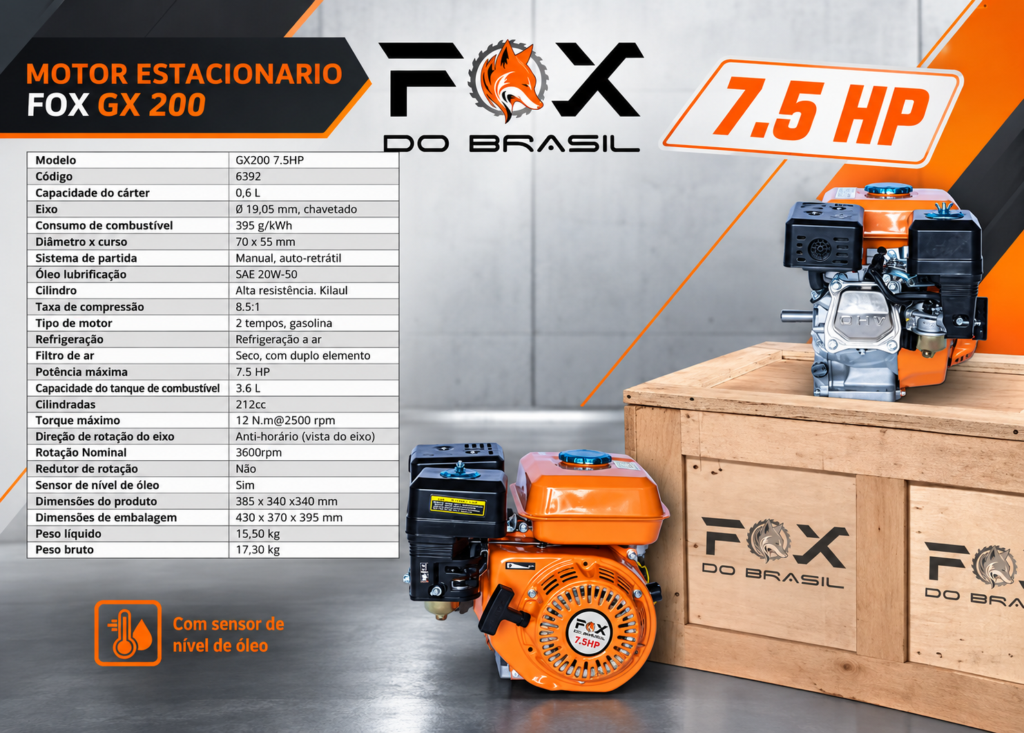MOTOR ESTACIONARIO FOX GX 200